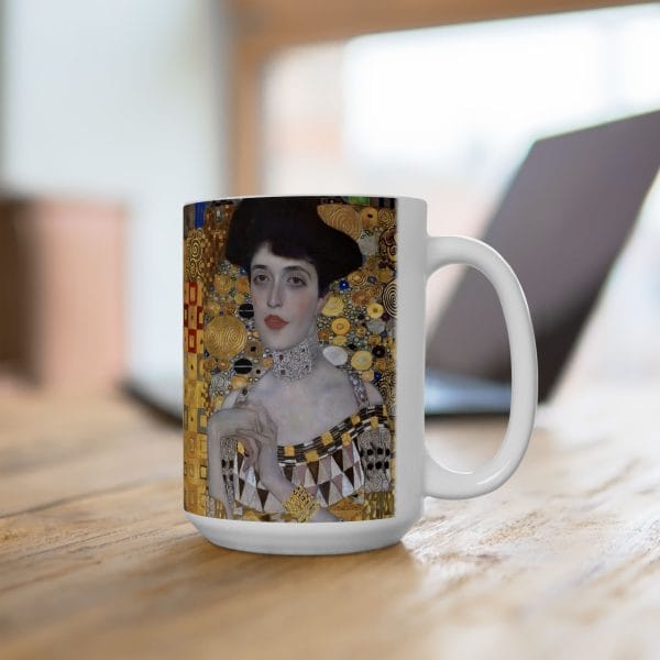Gustav Klimt Portrait of Adele Bloch-Bauer - Golden Abstract Ceramic Coffee Mug - Elegant Design for Art Lovers - Image 7