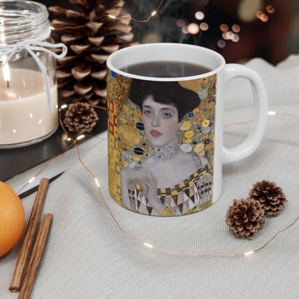 Gustav Klimt Portrait of Adele Bloch-Bauer - Golden Abstract Ceramic Coffee Mug - Elegant Design for Art Lovers - Image 10