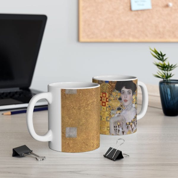 Gustav Klimt Portrait of Adele Bloch-Bauer - Golden Abstract Ceramic Coffee Mug - Elegant Design for Art Lovers - Image 11
