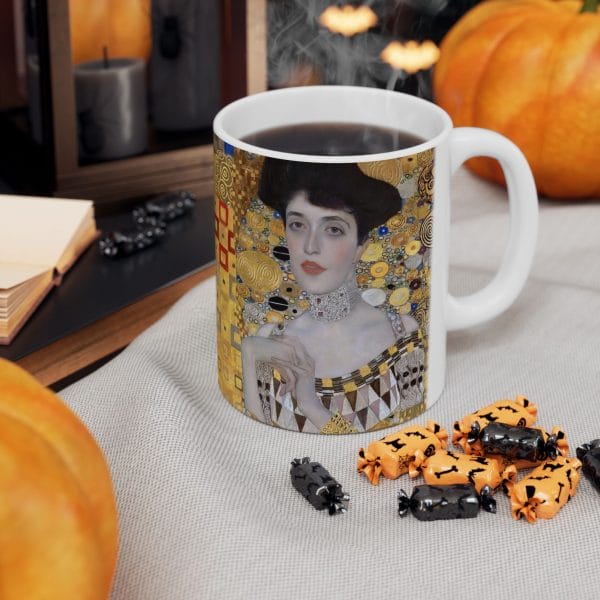 Gustav Klimt Portrait of Adele Bloch-Bauer - Golden Abstract Ceramic Coffee Mug - Elegant Design for Art Lovers - Image 12