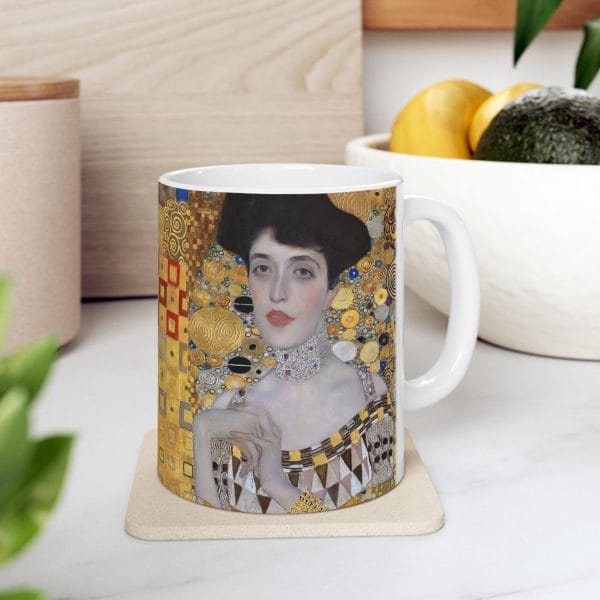 Gustav Klimt Portrait of Adele Bloch-Bauer - Golden Abstract Ceramic Coffee Mug - Elegant Design for Art Lovers - Image 13