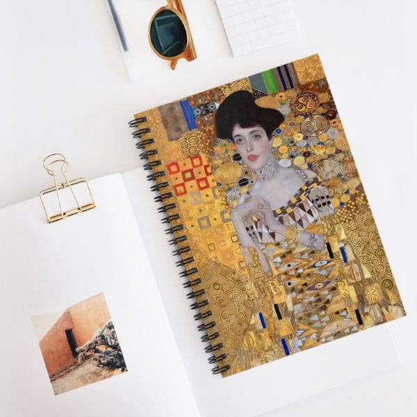 Gustav Klimt portrait of Adele Bloch-Bauer - Elegant Golden Spiral Notebook - Ruled Line for Art Lovers - Image 2