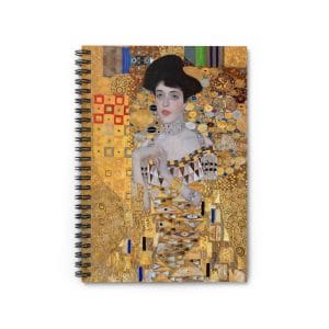 Gustav Klimt portrait of Adele Bloch-Bauer - Elegant Golden Spiral Notebook - Ruled Line for Art Lovers