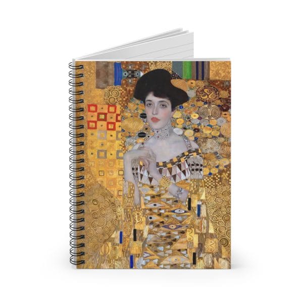 Gustav Klimt portrait of Adele Bloch-Bauer - Elegant Golden Spiral Notebook - Ruled Line for Art Lovers - Image 4