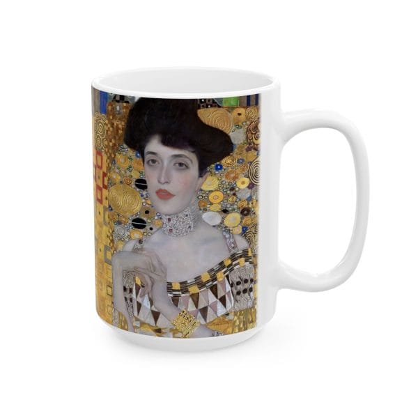 Gustav Klimt Portrait of Adele Bloch-Bauer - Golden Abstract Ceramic Coffee Mug - Elegant Design for Art Lovers - Image 6