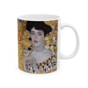 Gustav Klimt Portrait of Adele Bloch-Bauer - Golden Abstract Ceramic Coffee Mug - Elegant Design for Art Lovers
