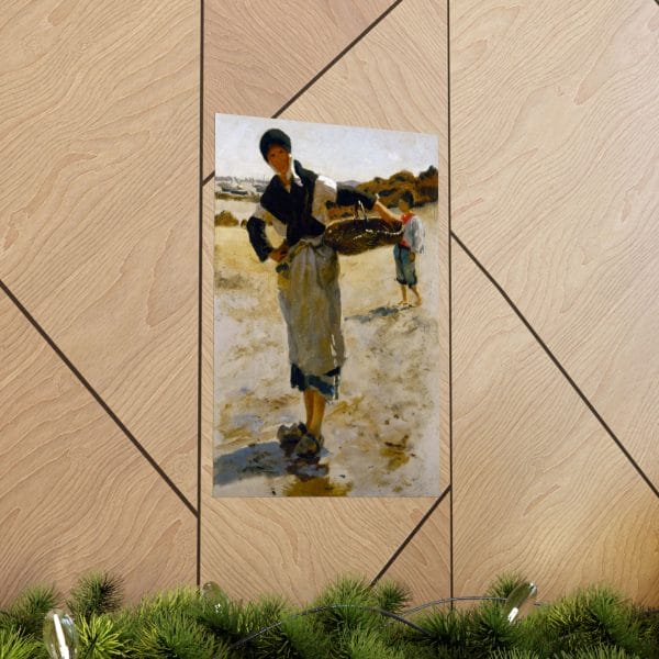 John Singer Sargent 1877 Sketch - Breton Woman with a Basket  - Vintage Coastal Matte Vertical Poster - Seaside Art Print for Home Decor - Image 4