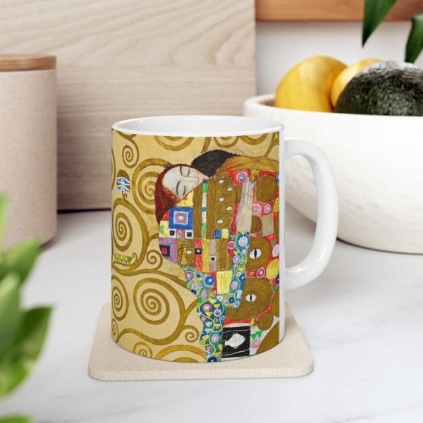 Gustav Klimt Fulfilment - Artistic Ceramic Mug - Unique Spiral Design for Coffee Lovers - Image 7