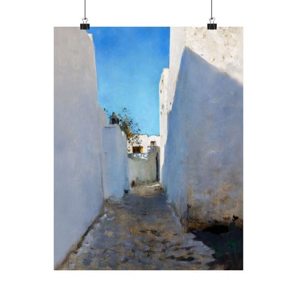 John Singer Sargent A Moroccan Street Scene 1879 - 1880 - Serene Matte Vertical Poster - Tranquil Alleyway Art Print