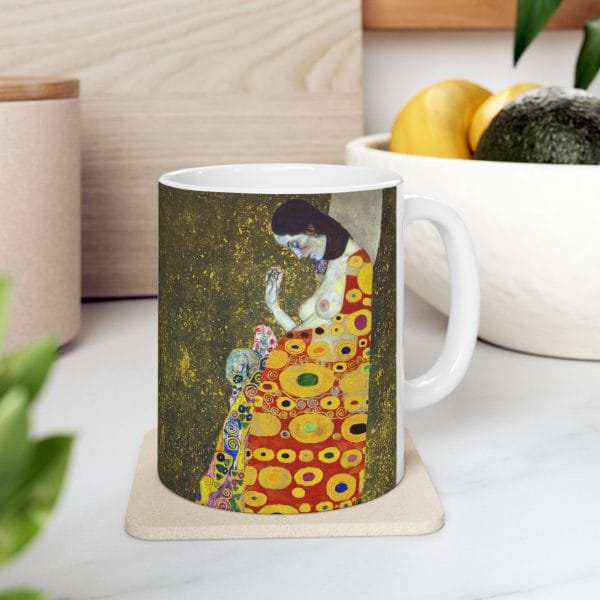 Gustav Klimt Hope II - Artistic Ceramic Mug - Colorful Abstract Design for Coffee Lovers - Image 7