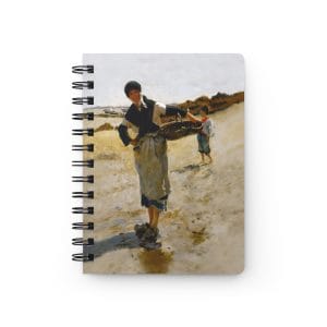 John Singer Sargent 1877 Sketch - Breton Woman with a Basket  - Artistic Spiral Bound Journal - Coastal Fisherwoman Design