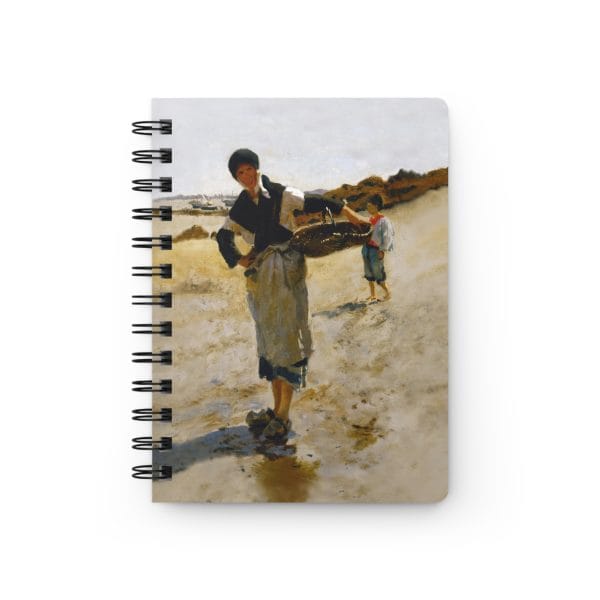 John Singer Sargent 1877 Sketch - Breton Woman with a Basket  - Artistic Spiral Bound Journal - Coastal Fisherwoman Design