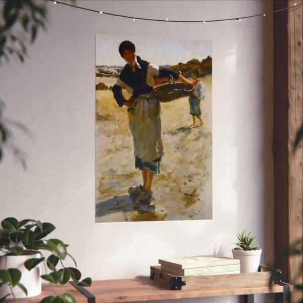 John Singer Sargent 1877 Sketch - Breton Woman with a Basket  - Vintage Coastal Matte Vertical Poster - Seaside Art Print for Home Decor - Image 2