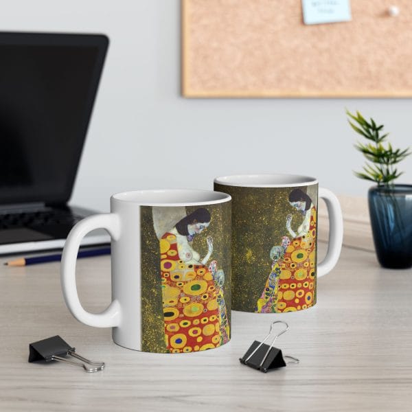 Gustav Klimt Hope II - Artistic Ceramic Mug - Colorful Abstract Design for Coffee Lovers - Image 5