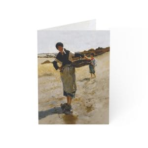 John Singer Sargent 1877 Sketch - Breton Woman with a Basket  - Artistic Greeting Cards Set - 1 to 50 Pieces for Every Occasion