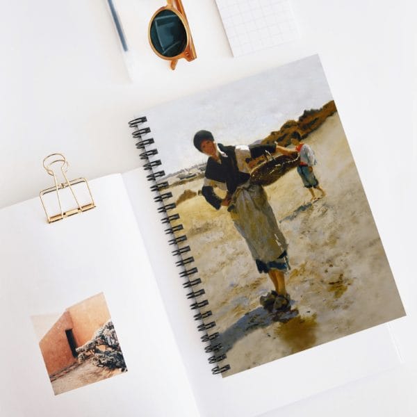 John Singer Sargent 1877 Sketch - Breton Woman with a Basket  - Artistic Ruled Spiral Notebook - Coastal Scene, Aesthetic Journal for Creative Minds - Image 5
