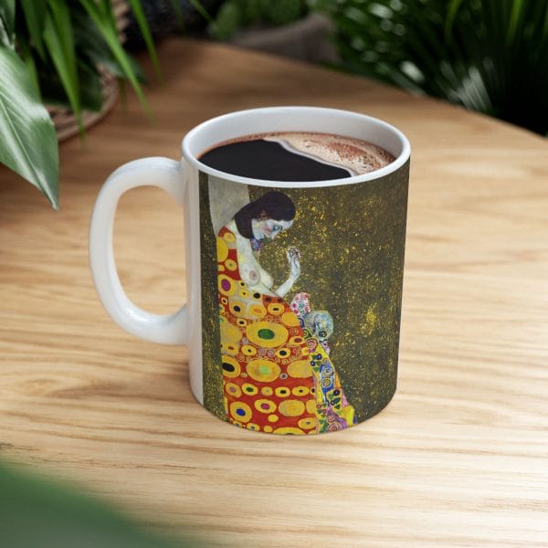 Gustav Klimt Hope II - Artistic Ceramic Mug - Colorful Abstract Design for Coffee Lovers - Image 8