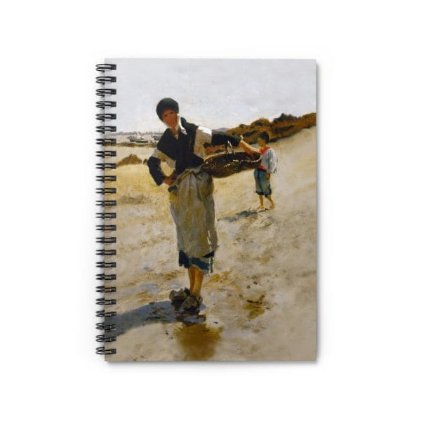 John Singer Sargent 1877 Sketch - Breton Woman with a Basket  - Artistic Ruled Spiral Notebook - Coastal Scene, Aesthetic Journal for Creative Minds - Image 2