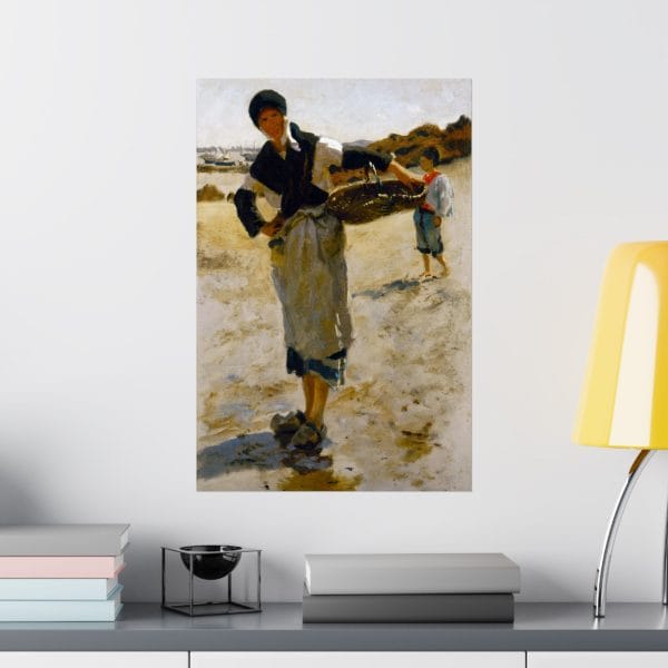 John Singer Sargent 1877 Sketch - Breton Woman with a Basket  - Vintage Coastal Matte Vertical Poster - Seaside Art Print for Home Decor - Image 8