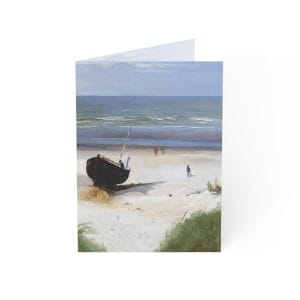 Berndt Lindholm - Boat on the Shore - (1870) - Coastal Scene Greeting Cards - Set of 10, 30, or 50 - Perfect for Any Occasion