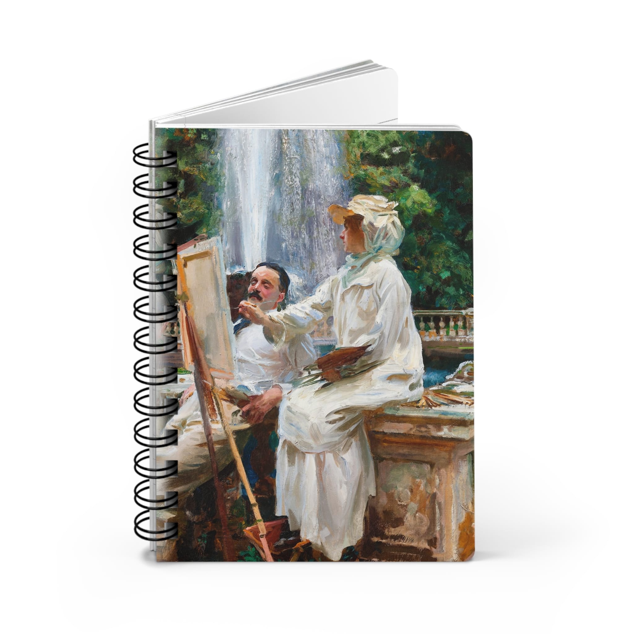 John Singer Sargent Masterpiece - The Fountain at Villa Torlonia, Artistic Spiral Bound Journal - Classic Painting Design for Creative Minds