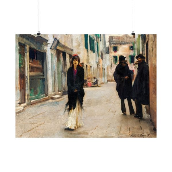 John Singer Sargent Iconic - Street in Venice, Elegant Matte Horizontal Art Poster - Vintage Street Scene Decor
