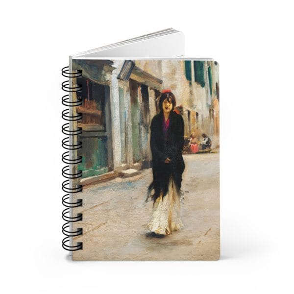 John Singer Sargent Iconic - Street in Venice, Artistic Spiral Notebook, Artistic Spiral Bound Journal - Vintage Street Scenes