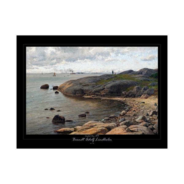 Berndt Lindholm - Coastal View (1879) - Stunning Nordic Landscape Art, Matte Horizontal Posters - Black Background - Image 9