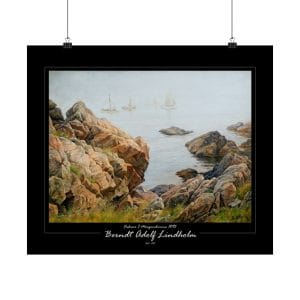 Berndt Lindholm - Fiskare i Morgondimma, Matte Horizontal Posters - Black Background