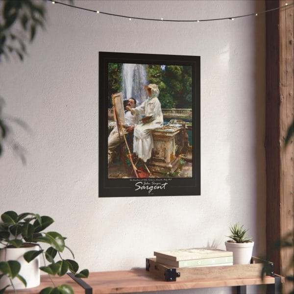 John Singer Sargent Masterpiece - The Fountain at Villa Torlonia, Matte Vertical Posters - Black Background - Image 4
