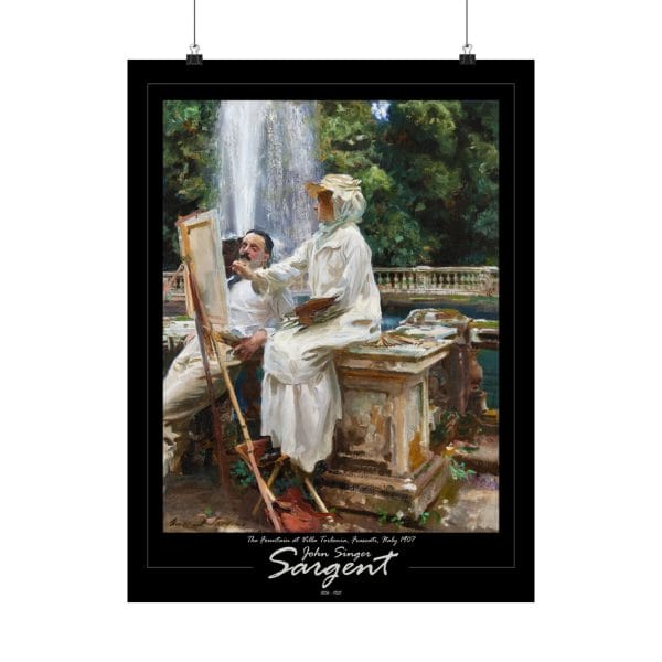 John Singer Sargent Masterpiece - The Fountain at Villa Torlonia, Matte Vertical Posters - Black Background