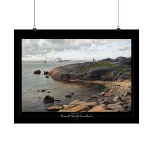 Berndt Lindholm - Coastal View (1879) - Stunning Nordic Landscape Art, Matte Horizontal Posters - Black Background