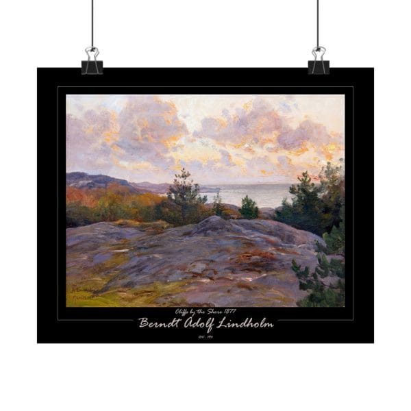 Berndt Lindholm - Cliffs by the Shore - Stunning Nordic Coastal Art, Matte Horizontal Posters - Black Background - Image 9