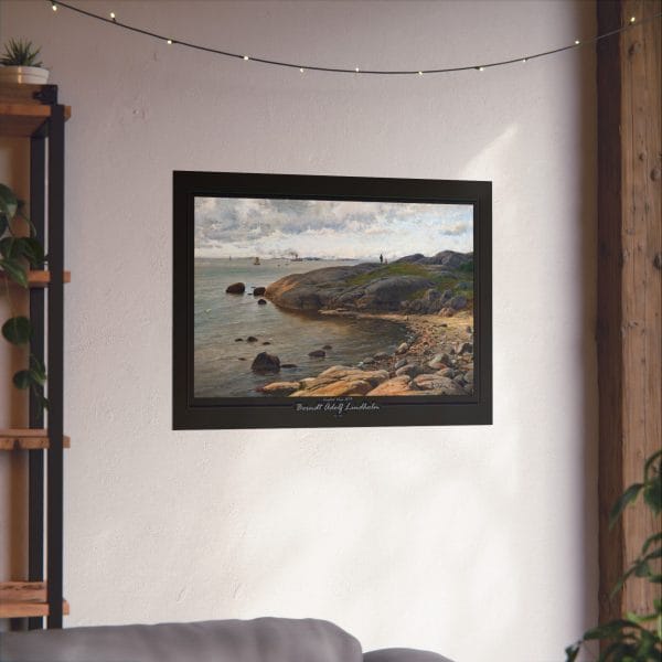 Berndt Lindholm - Coastal View (1879) - Stunning Nordic Landscape Art, Matte Horizontal Posters - Black Background - Image 7