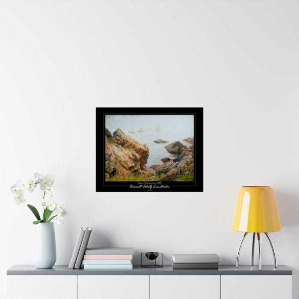 Berndt Lindholm - Fiskare i Morgondimma, Matte Horizontal Posters - Black Background - Image 8