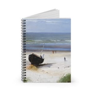 Berndt Lindholm - Boat on the Shore - (1870) - Spiral Notebook - Ruled Line