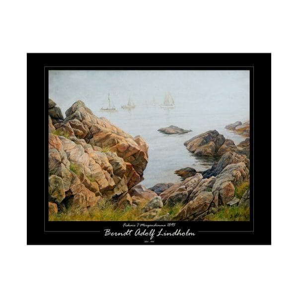 Berndt Lindholm - Fiskare i Morgondimma, Matte Horizontal Posters - Black Background - Image 6