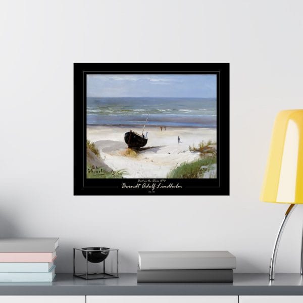 Berndt Lindholm - Boat on the Shore - (1870) - Matte Horizontal Posters - Black Background - Image 4