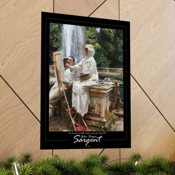 John Singer Sargent Masterpiece - The Fountain at Villa Torlonia, Matte Vertical Posters - Black Background - Image 3