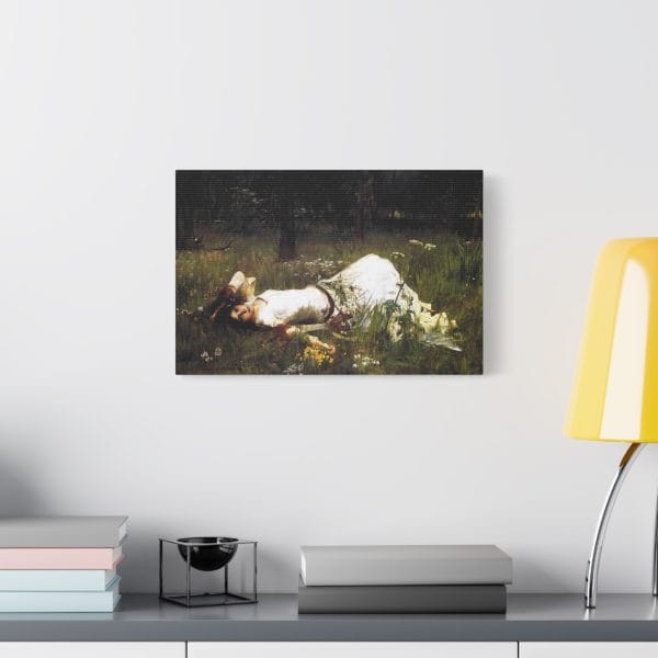 John William Waterhouse - Ophelia (1889) - Premium Canvas Print for Art Lovers, Matte Canvas, Stretched, 1.25" - Image 2