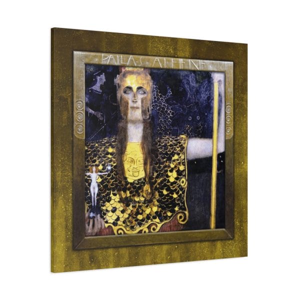 Gustav Klimt Iconic 1898 Masterpiece - Pallas Athene - A Study in Power and Divinity, Matte Canvas, Stretched, 1.25"
