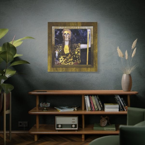Gustav Klimt Iconic 1898 Masterpiece - Pallas Athene - A Study in Power and Divinity, Matte Canvas, Stretched, 1.25" - Image 5