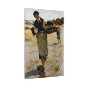 John Singer Sargent 1877 Sketch - Breton Woman with a Basket, Matte Canvas, Stretched, 1.25"
