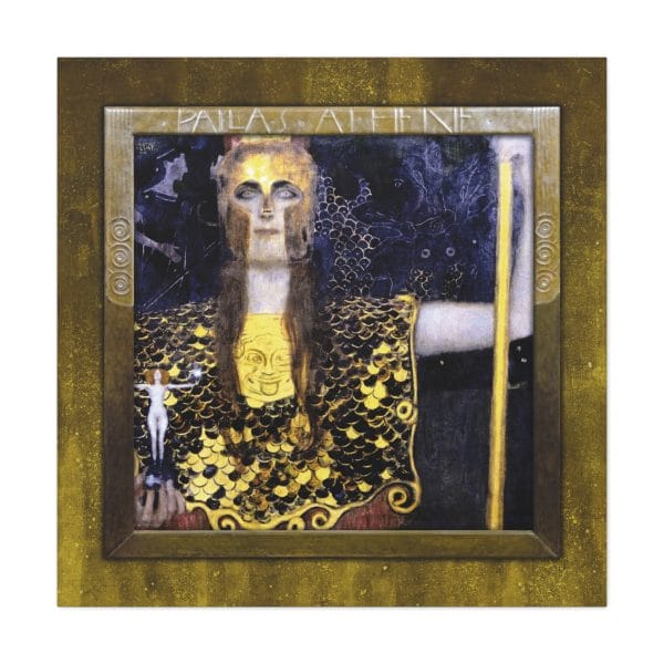 Gustav Klimt Iconic 1898 Masterpiece - Pallas Athene - A Study in Power and Divinity, Matte Canvas, Stretched, 1.25" - Image 2