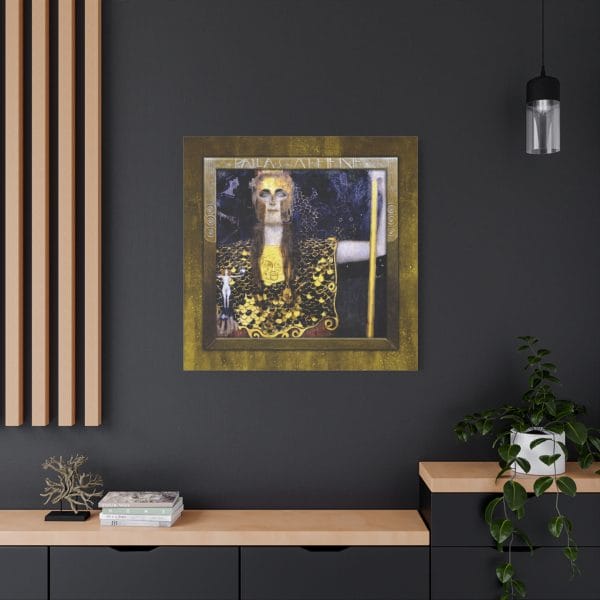 Gustav Klimt Iconic 1898 Masterpiece - Pallas Athene - A Study in Power and Divinity, Matte Canvas, Stretched, 1.25" - Image 4
