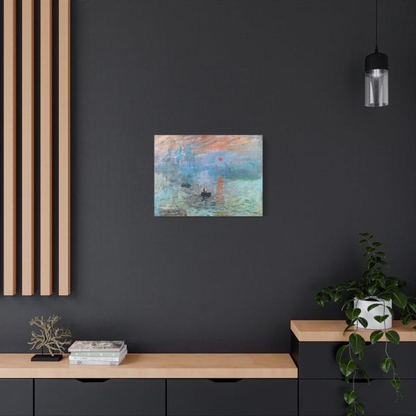 Claude Monet Iconic Impressionist Masterpiece - Sunrise (1872), Matte Canvas, Stretched, 1.25" - Image 3