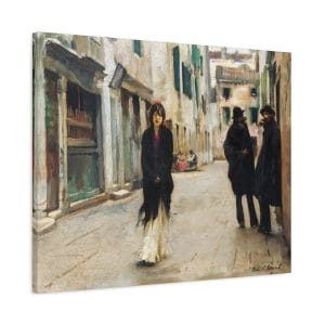 John Singer Sargent Iconic - Street in Venice - (1882) - Timeless Venetian Art Print, Matte Canvas, Stretched, 1.25"