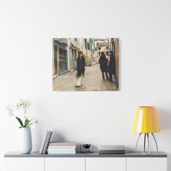 John Singer Sargent Iconic - Street in Venice - (1882) - Timeless Venetian Art Print, Matte Canvas, Stretched, 1.25" - Image 3