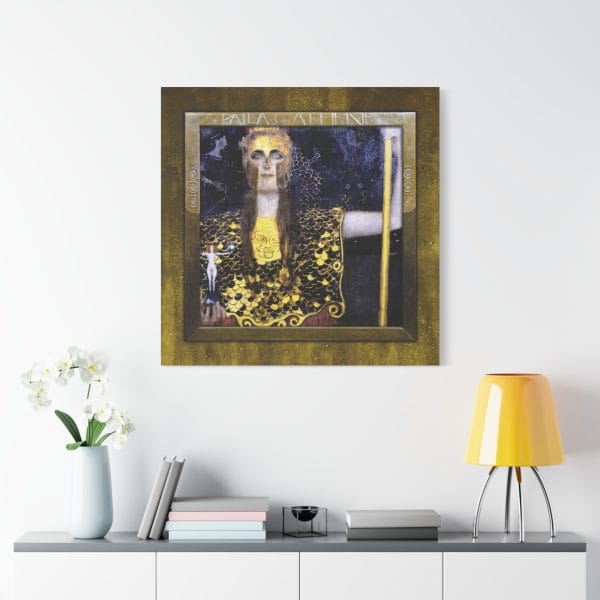 Gustav Klimt Iconic 1898 Masterpiece - Pallas Athene - A Study in Power and Divinity, Matte Canvas, Stretched, 1.25" - Image 3