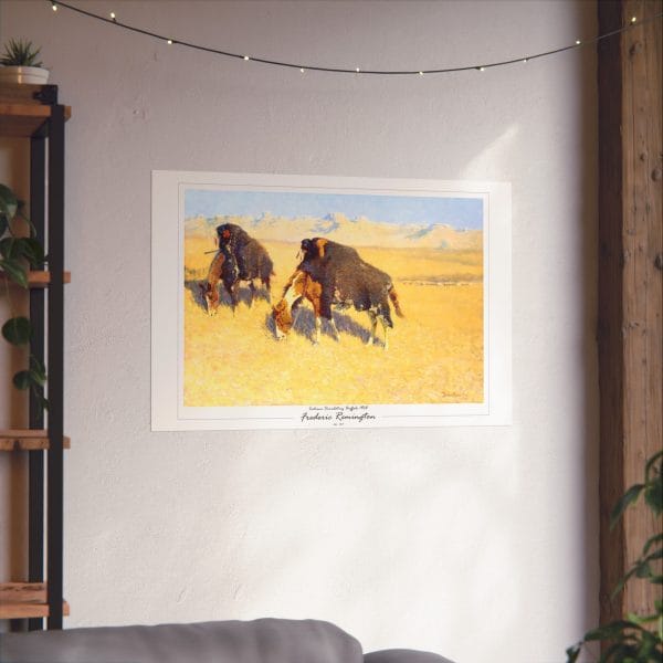 Frederic Remington's “Indians Disguised as Buffalo” - 1908 - Matte Horizontal Poster on White - Image 3